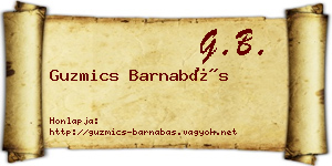 Guzmics Barnabás névjegykártya